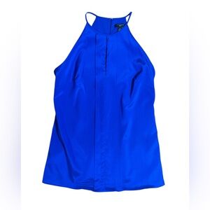 Ann Taylor Women’s Royal blue Keyhole Silk Halter‎ Tank Top Blouse Lined Size 0